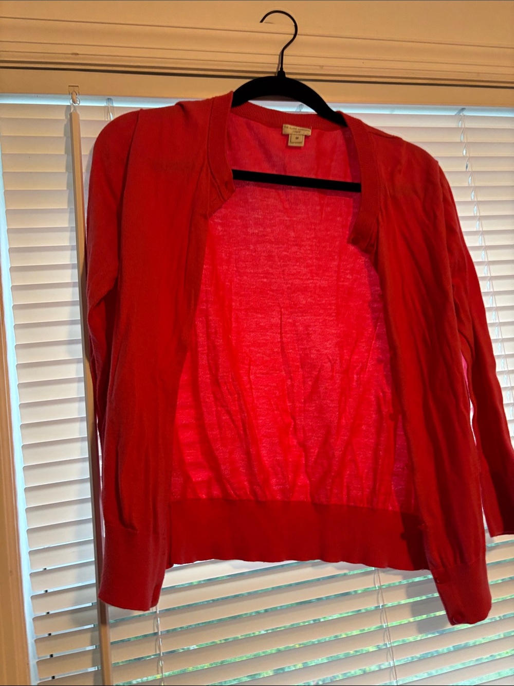 J. Crew Red Open-Front Lightweight Cardigan